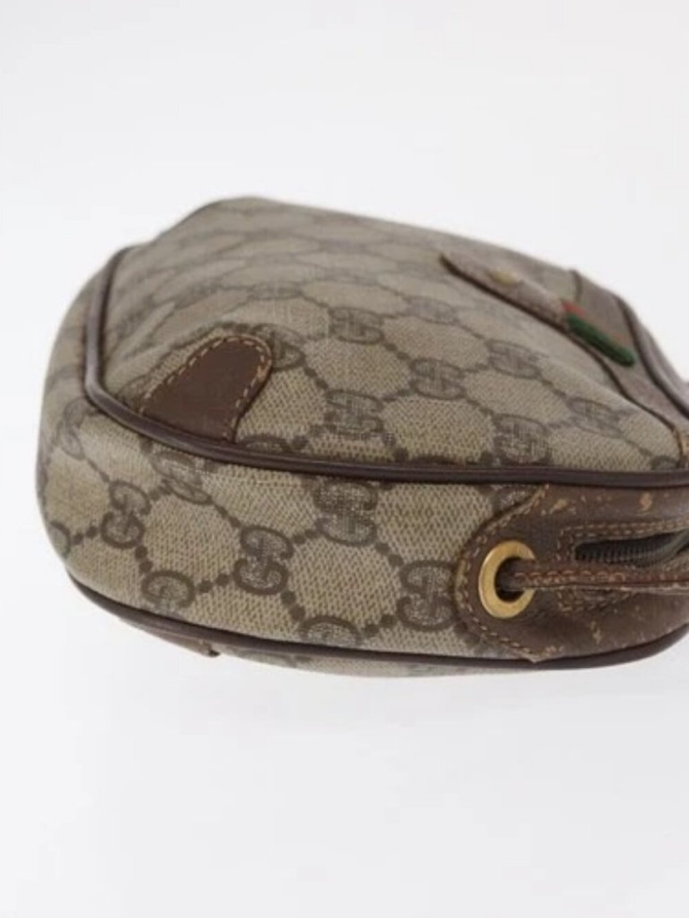 GUCCI GG Supreme Web Sherry Line Bag PVC Beige Gold 156 02 066 Auth BA10344 - Picture 4 of 15